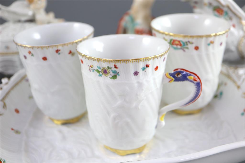 A group of modern Meissen copies of the Swan service, post-war,